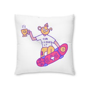 Cool Teapot Character Freestyle With Skateboard Illustration T Shirt Sticker Tufted Floor Pillow Square