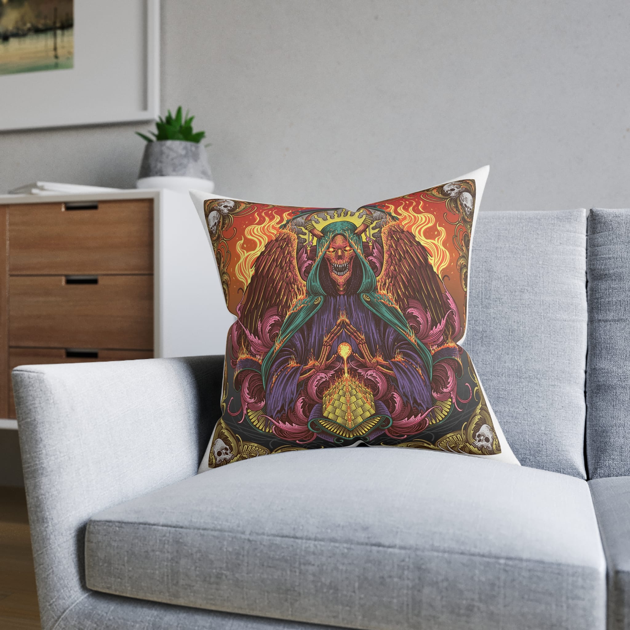 The First Villain Square Pillow Pink Back - Image 12