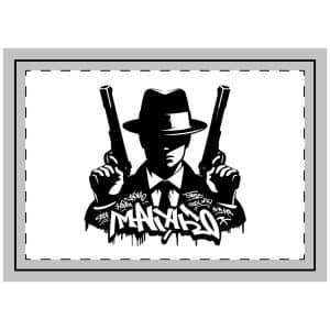 Mafia Gangster Silhouette People Graffiti Tag Hip Hop Street Art Typography Illustration Throw Pillow