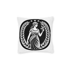 Greek Goddess Logo Design Vector Illustration Square Pillow Pink Back