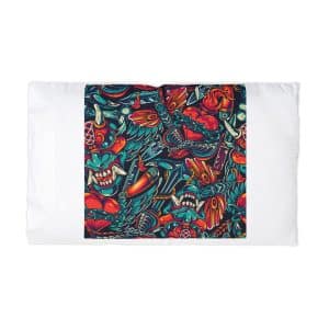 Vintage Tattoos Colorful Seamless Pattern Microfiber Pillowcase