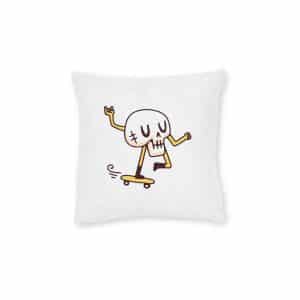 Cool Skull Riding Skateboard Illustration T Shirt Poster Sticker Apparel Merchandise Square Pillow Pink Back