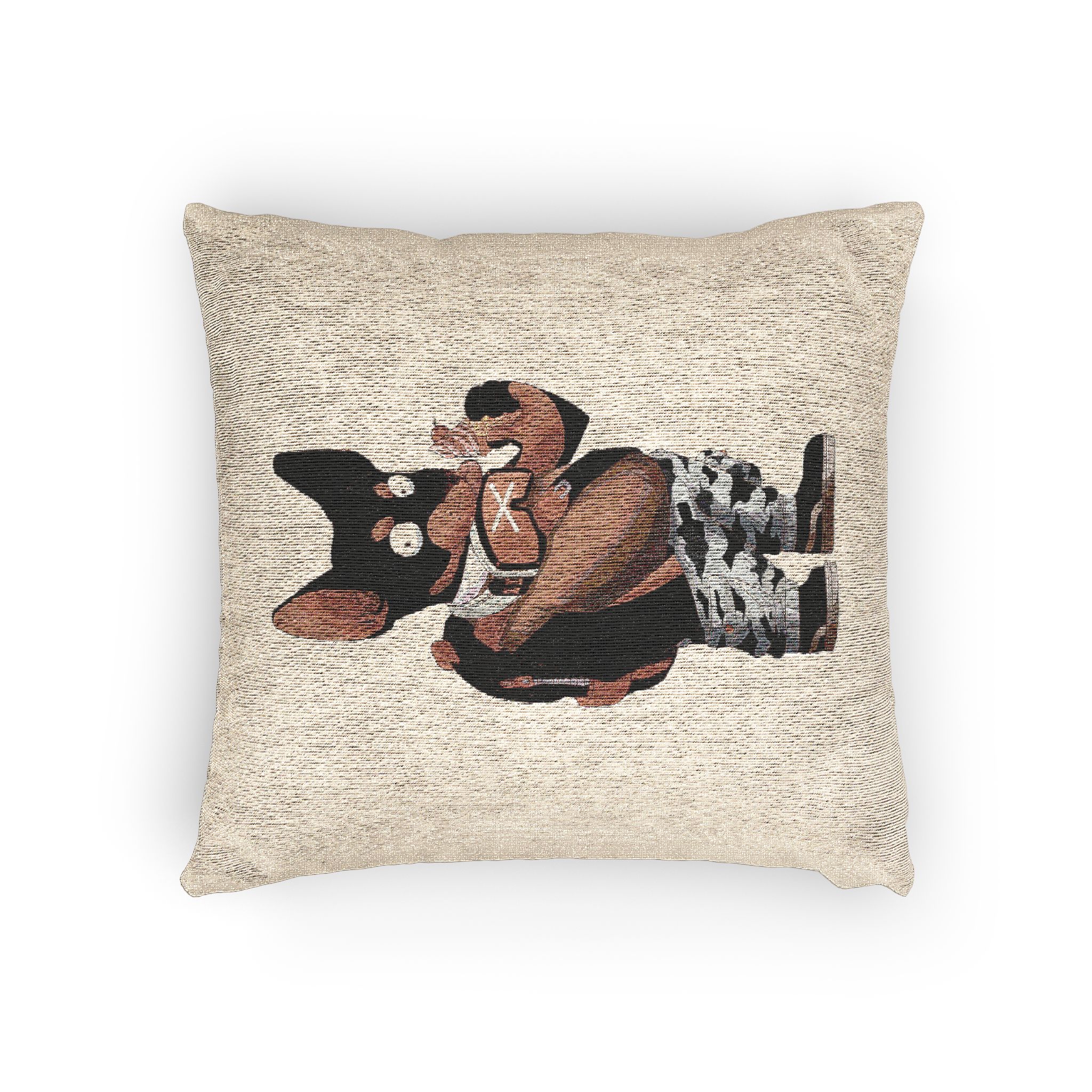 Cool Little Mice Eat Ice Cream Mascot Design Cartoon Illstration Woven Pillow - Image 4