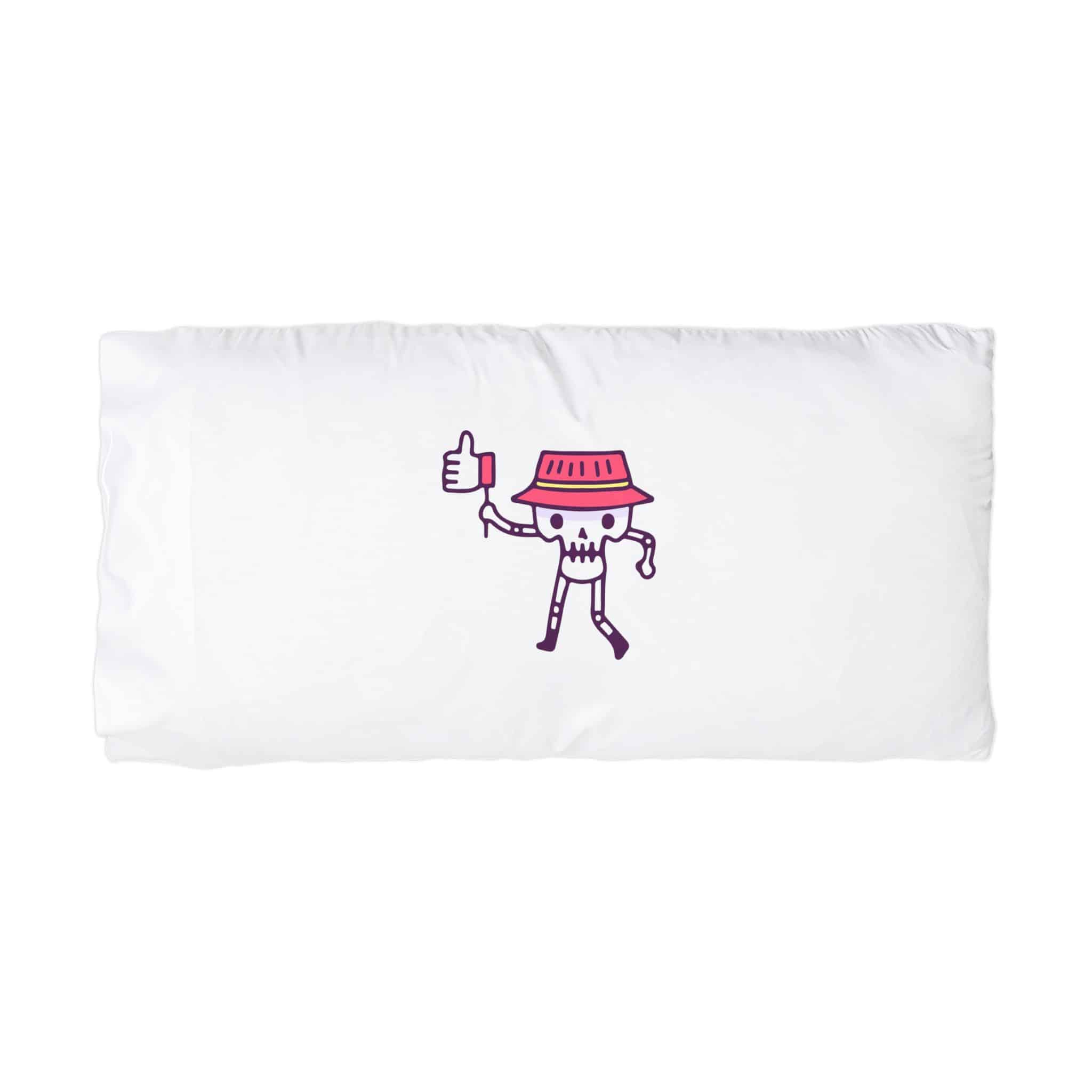 Cool Skull Wearing Bucket Hat Holding Like Button Illustration T Shirt Sticker Microfiber Pillowcase - Image 3