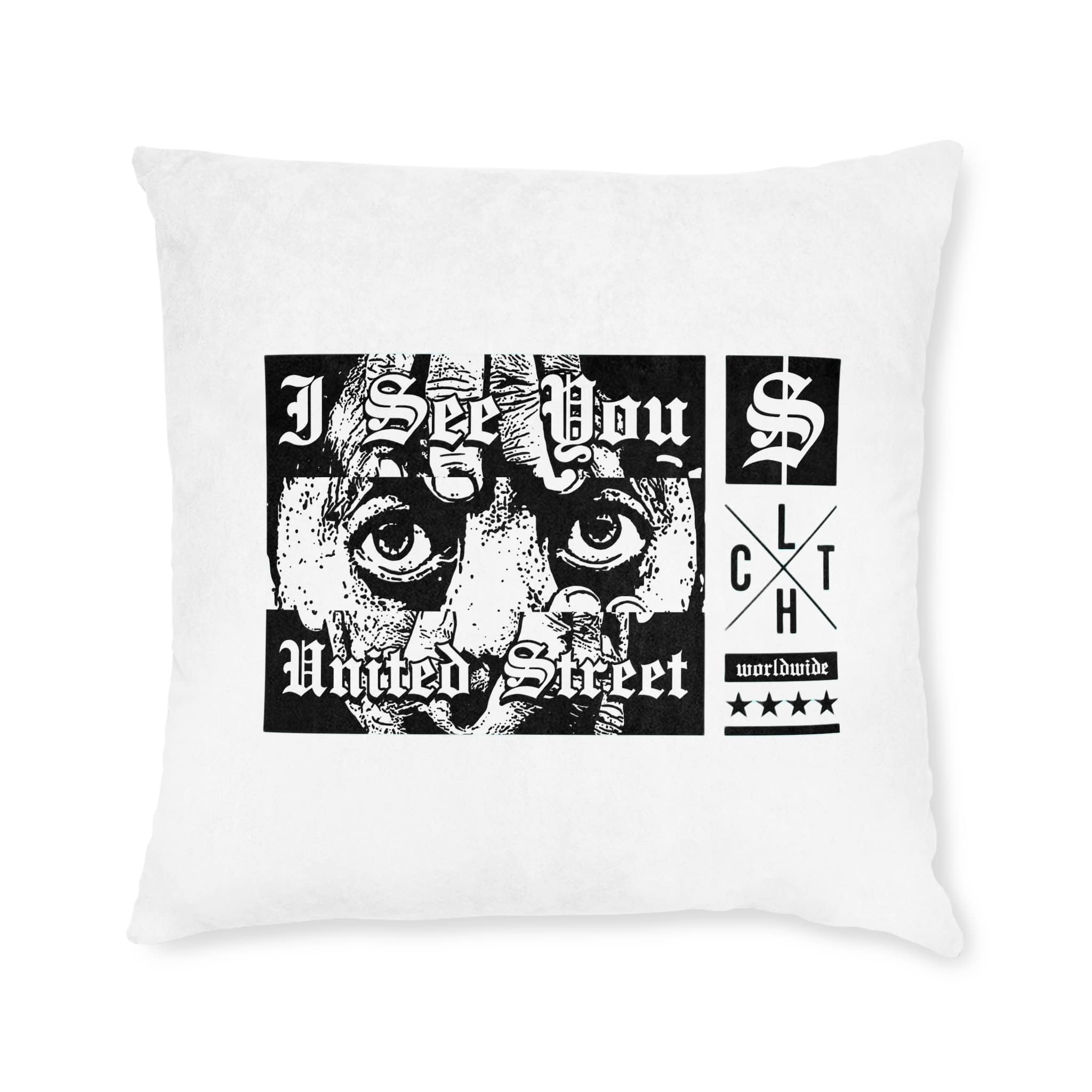 I See You Street Style Vintage Fashion Square Pillow Pink Back - Image 9