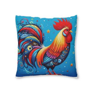 Colorful Carton Rooster Tufted Floor Pillow Square