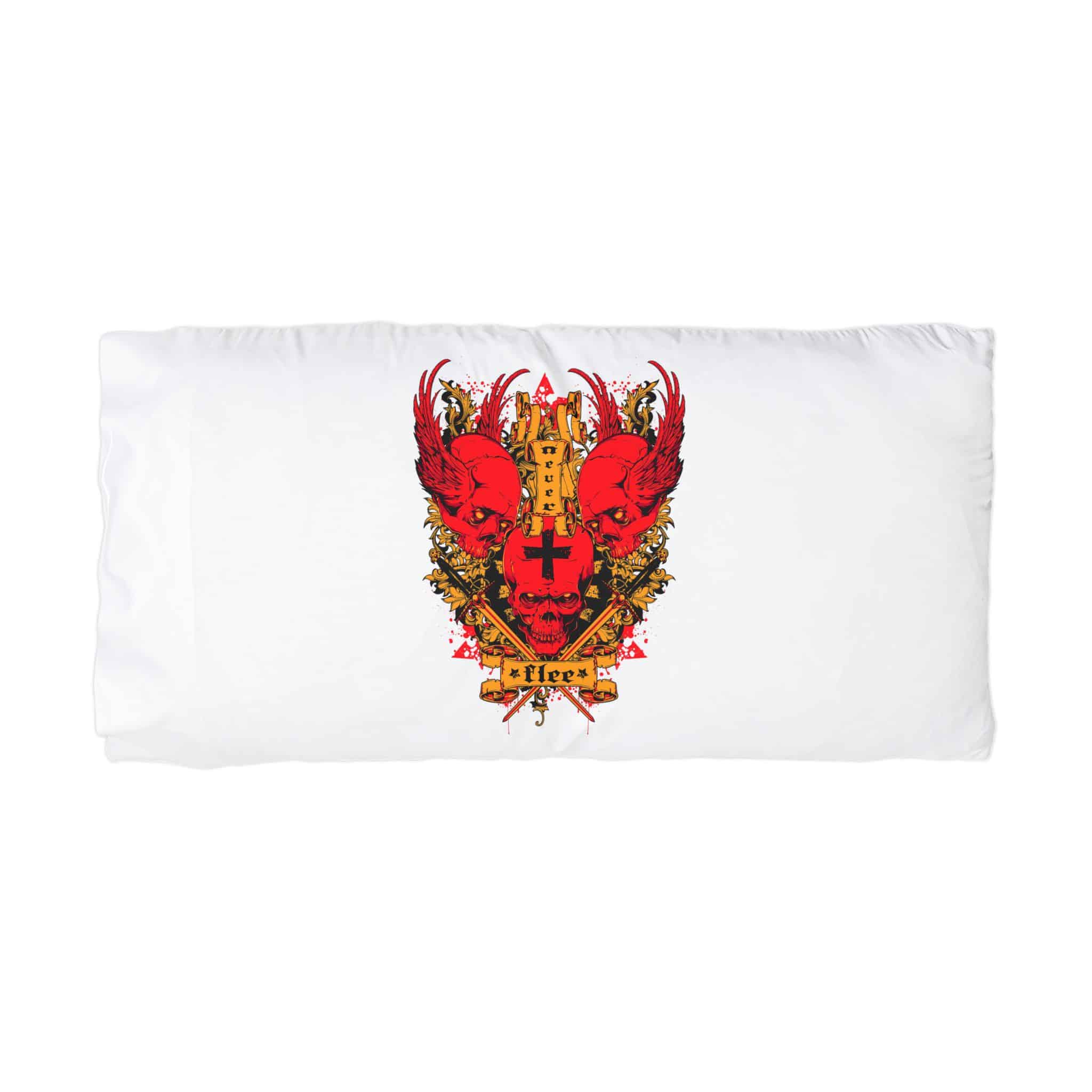 Crossed Marked Skull Between Flying Skulls Microfiber Pillowcase - Image 3
