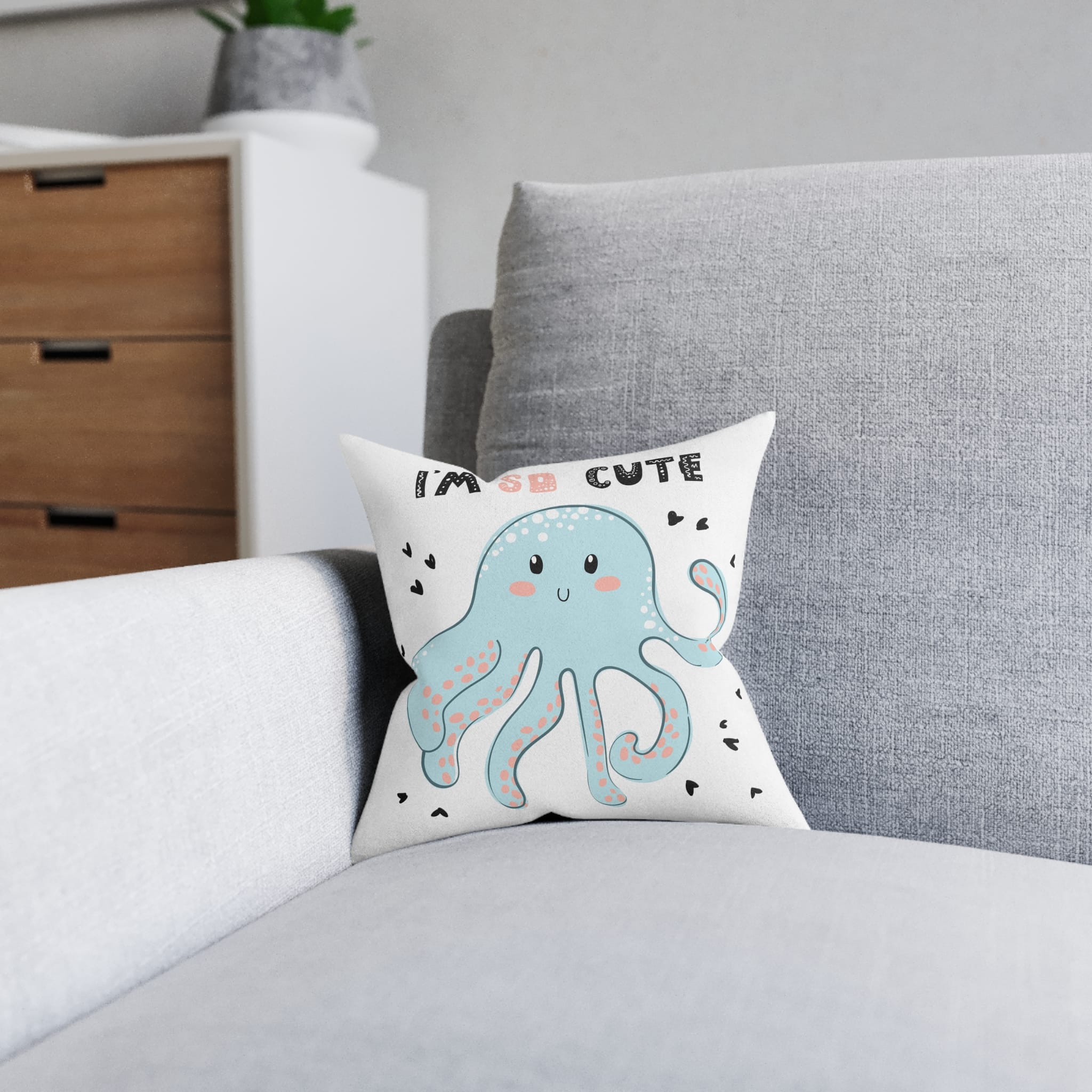 Iam So Cute Square Pillow Pink Back - Image 4