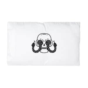 Cool Skull Head With Snakes Eyes Illustration T Shirt Sticker Apparel Merchandise Microfiber Pillowcase