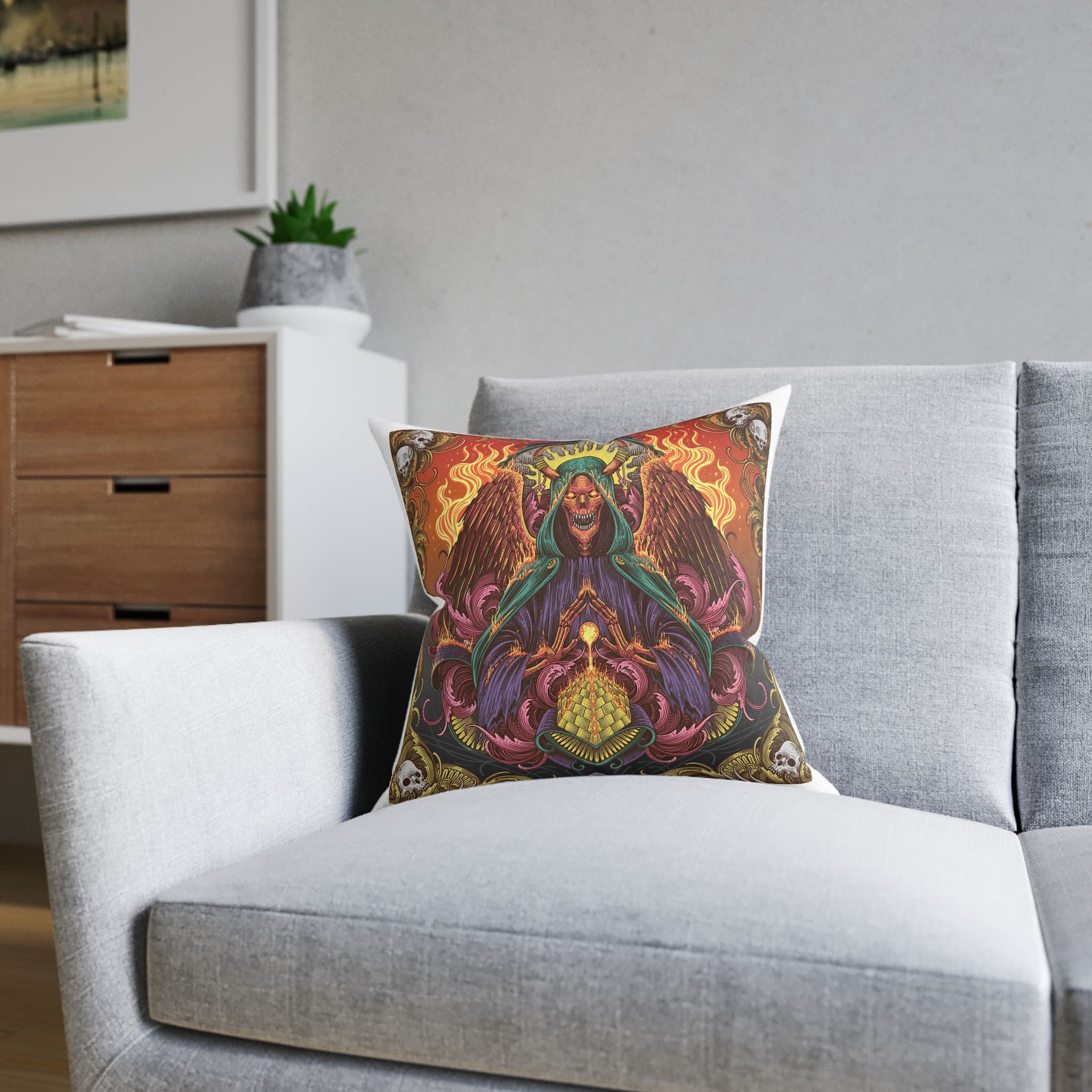 The First Villain Square Pillow Pink Back - Image 8