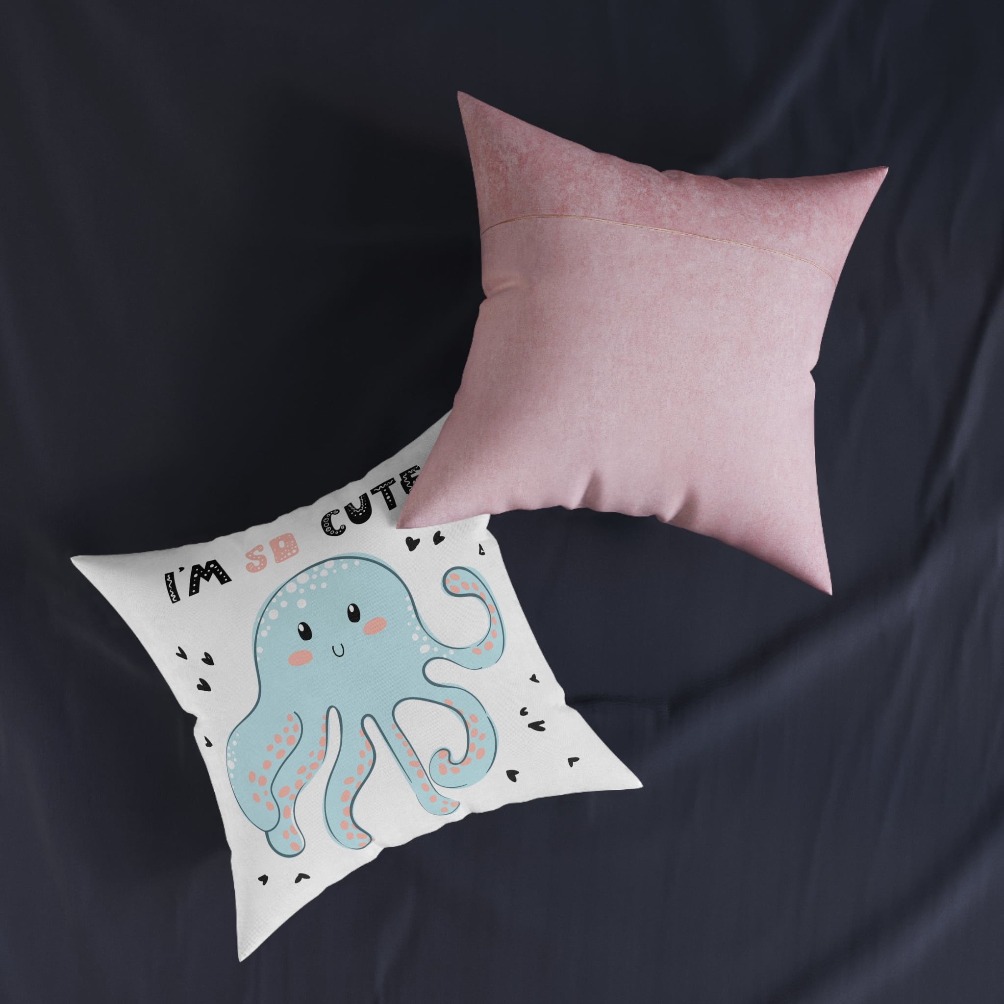 Iam So Cute Square Pillow Pink Back - Image 11