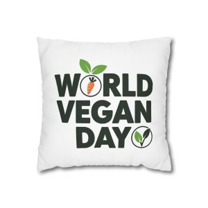 World Vegan Day Square Poly Canvas Pillowcase
