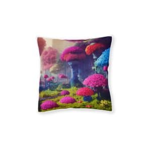 Painting Garden With Bunch Colorful Flowers It Square Pillow Pink Back