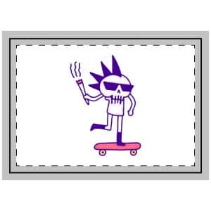 Cool Punk Skull With Cigarette Riding Skateboard Doodle Art Illustration T Shirt Sticker Throw Pillow