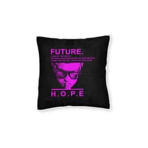 Future Hope Simple Vintage Fashion Square Pillow Pink Back