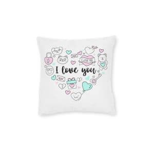 I Love You Be My Valentine Square Pillow Pink Back