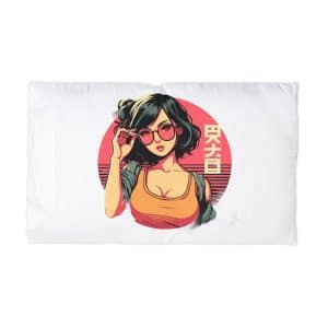 Stylish Lofi Girl Wearing Sunglasses Microfiber Pillowcase