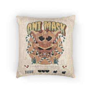 Japanese Demon Oni Mask Woven Pillow