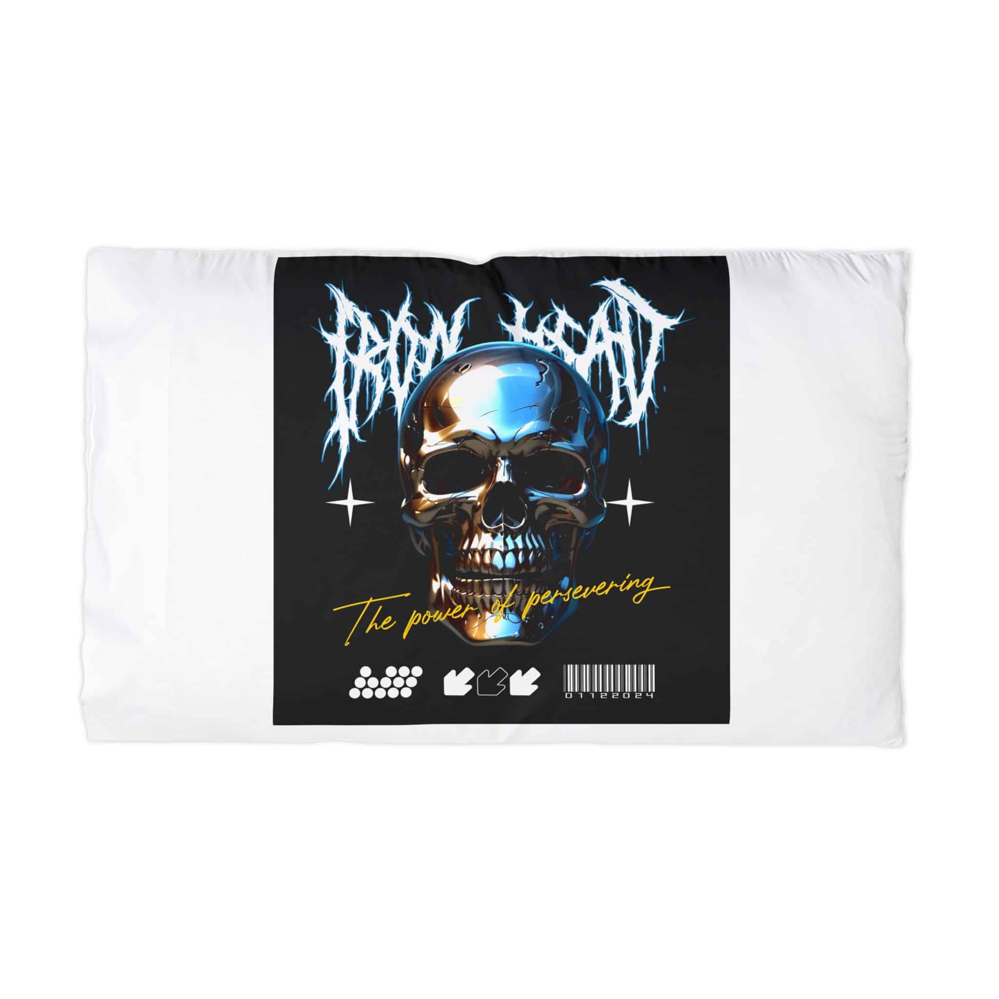 Chrome Skull Typography Power Persevering Microfiber Pillowcase