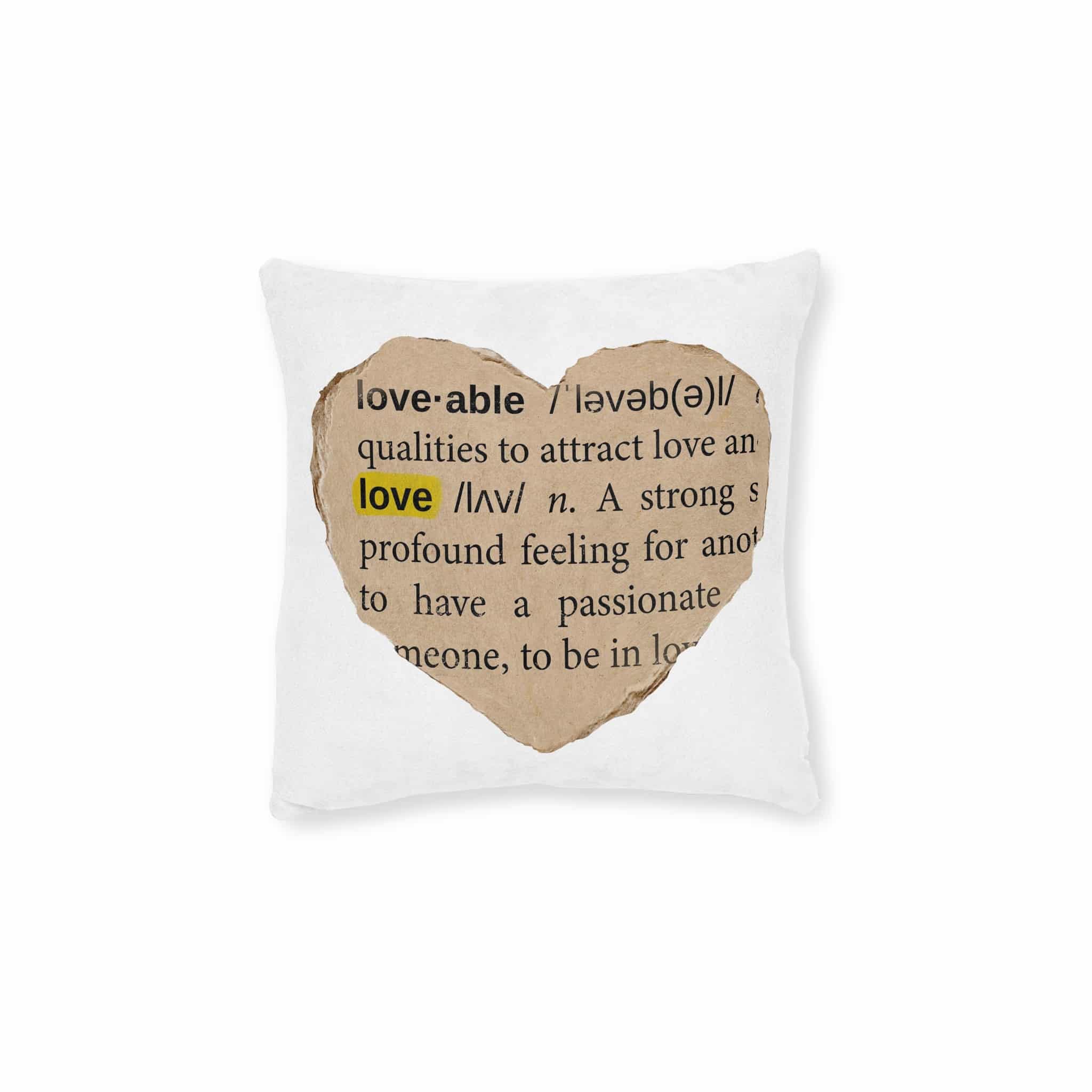Love Definition Png Sticker Ripped Paper Ephemera Transparent Background Square Pillow Pink Back