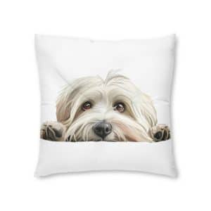 White Dog 2 Tufted Floor Pillow Square