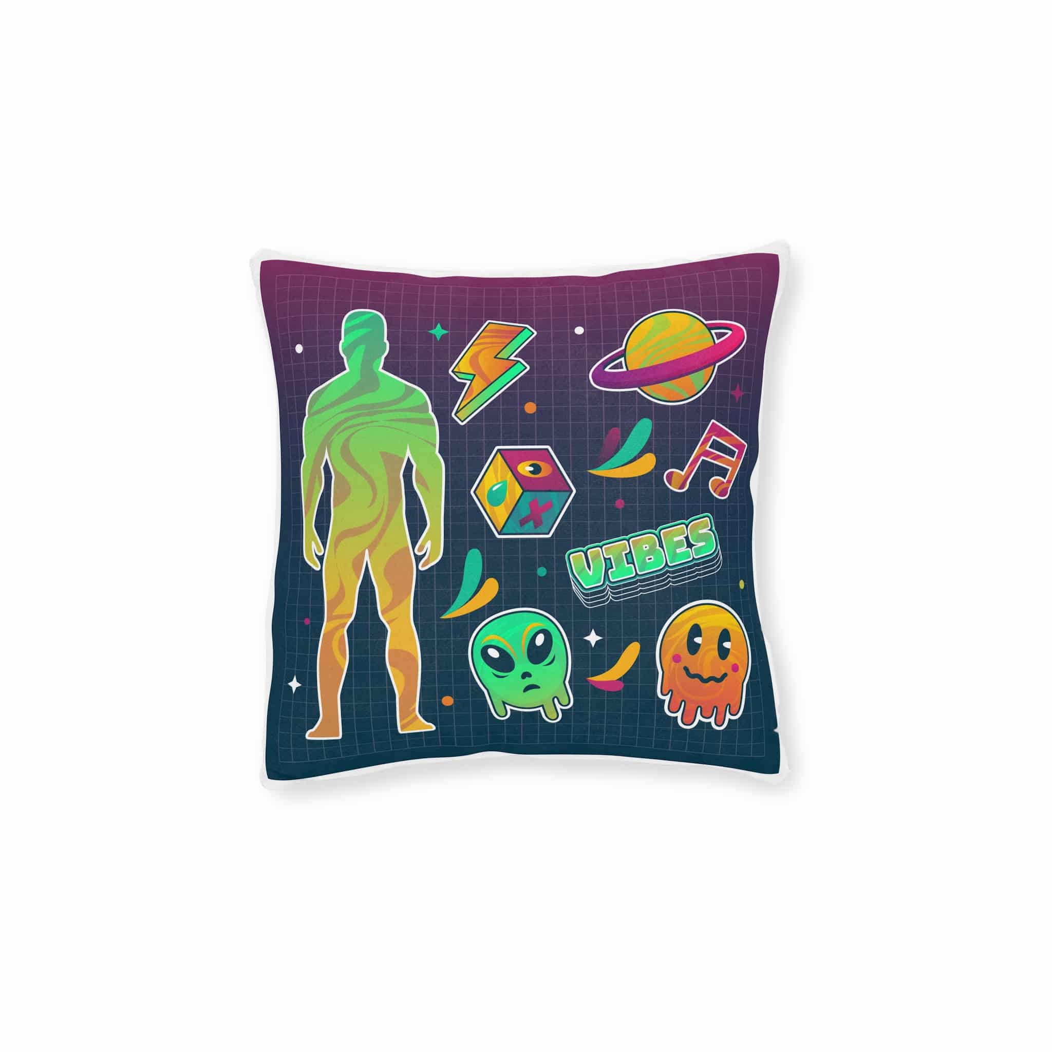 Gradient Rave Sticker Set Square Pillow Pink Back