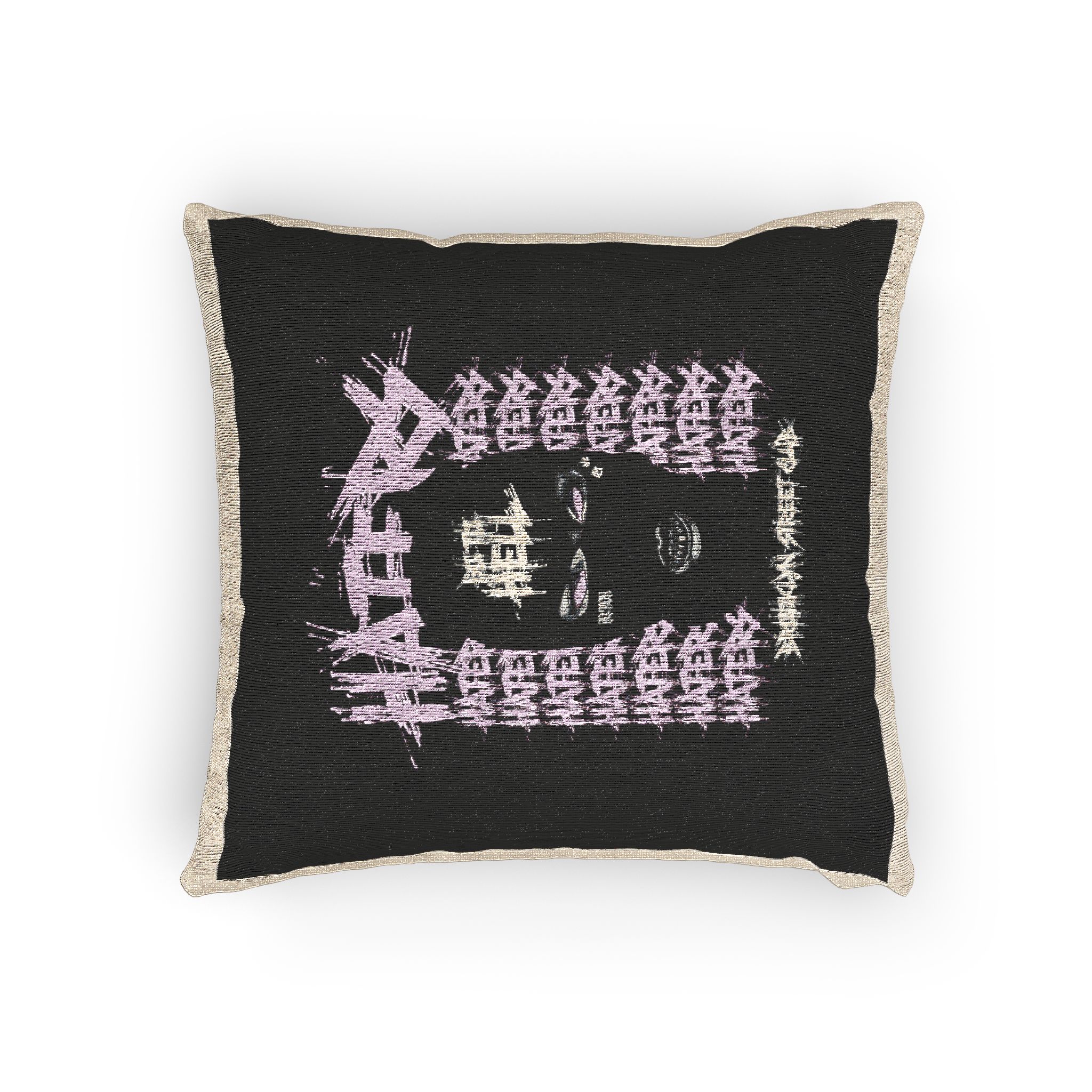 Haters Brooklyn Abstract Street Vintage Fashion Woven Pillow - Image 4