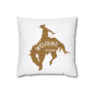 Welcome Cowboy Square Poly Canvas Pillowcase