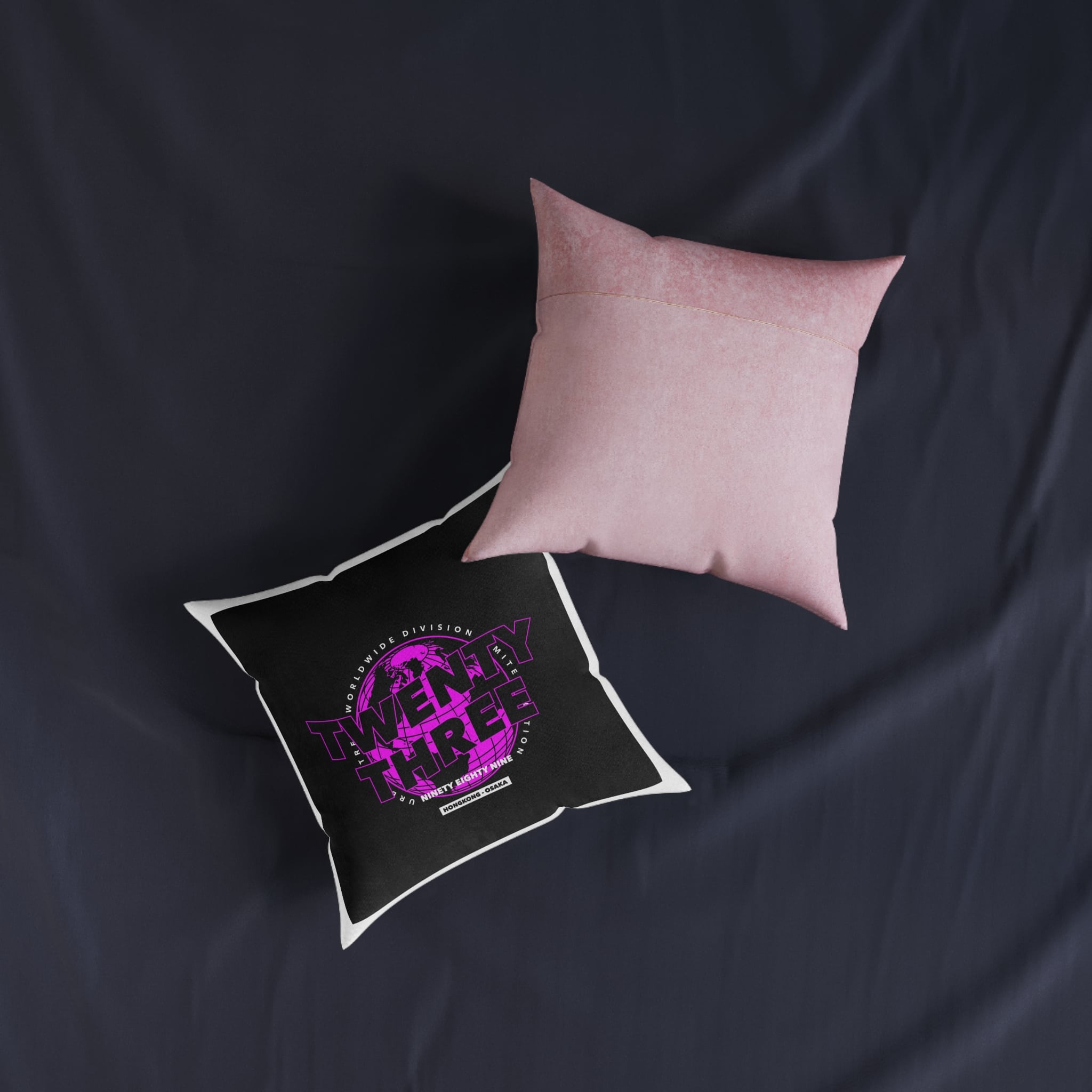 Twenty Three Hongkong Osaka Street Vintage Square Pillow Pink Back - Image 7