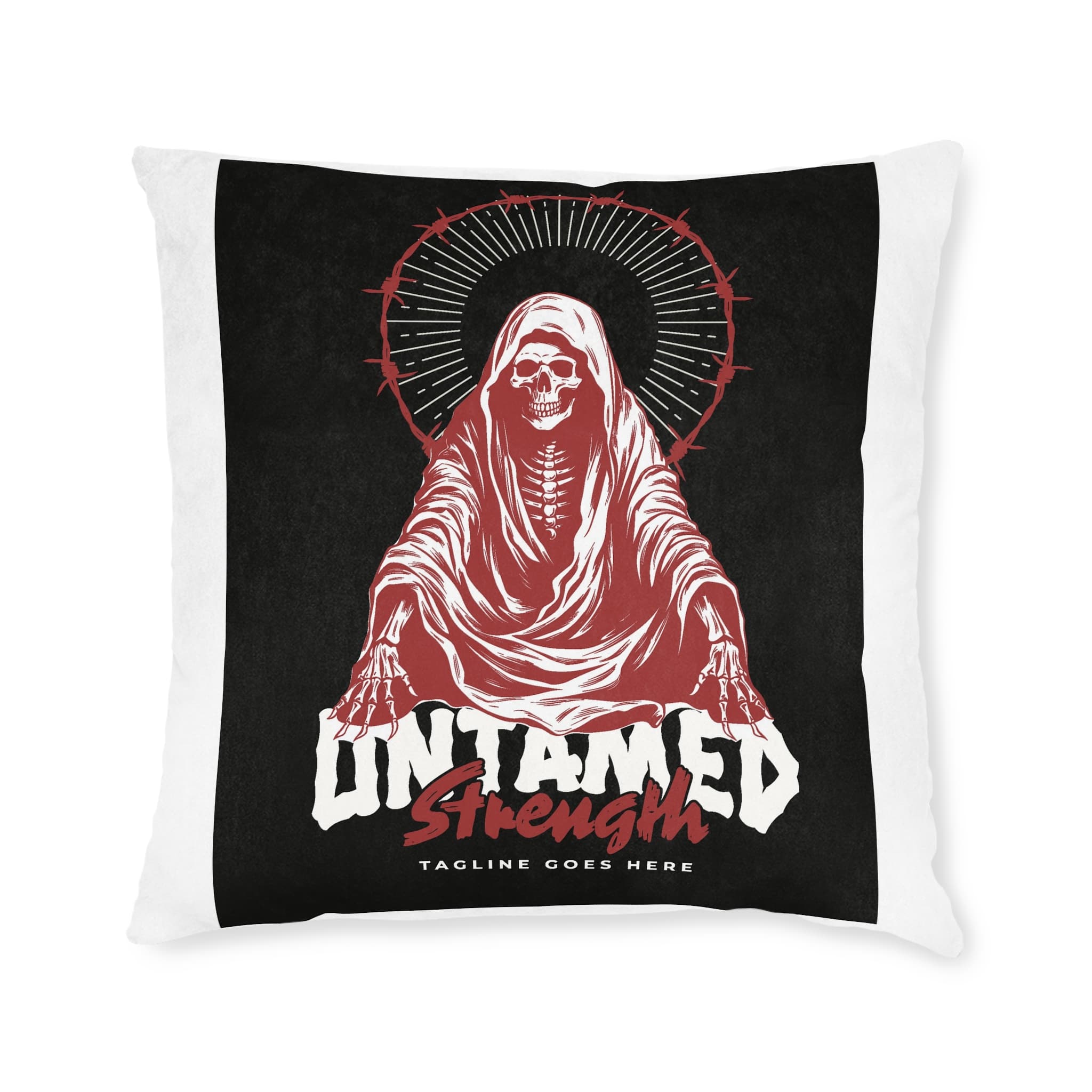 Untamed Strength the Angel of Death Is Sitting Poster Square Pillow Pink Back - Image 9