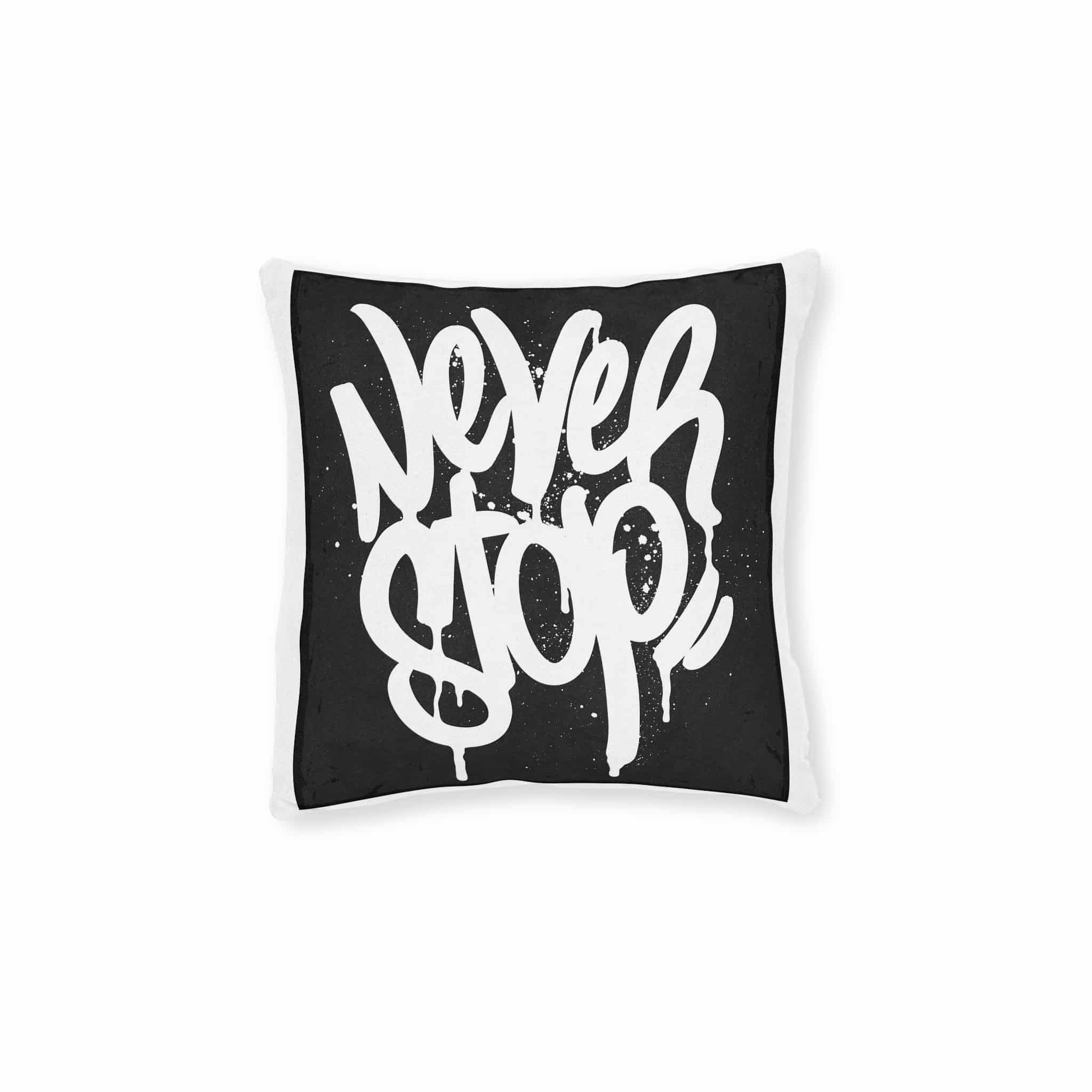 Never Stop Copia Square Pillow Pink Back