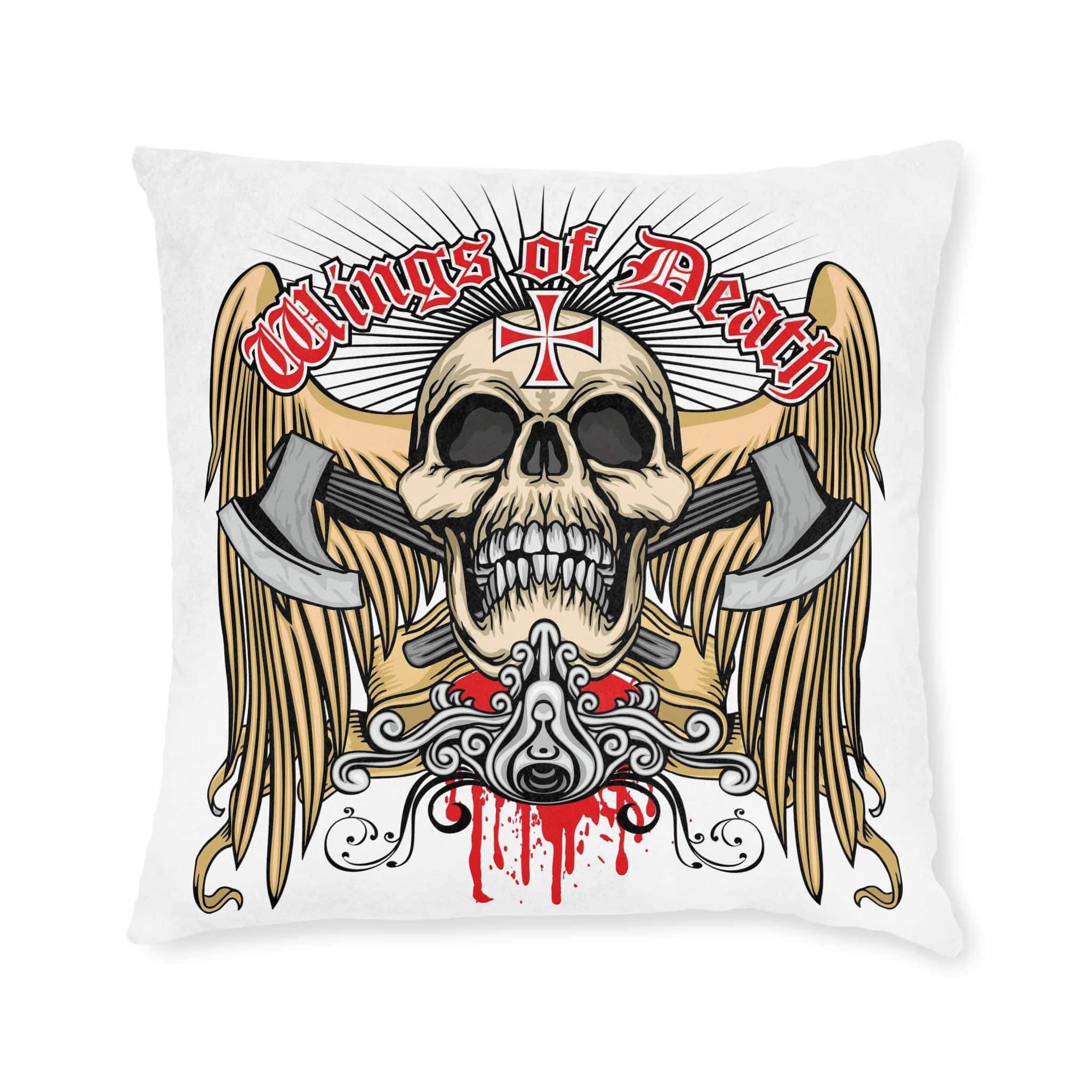 Gothic Sign With Skull Grunge Vintage Design T Shirts (30) Square Pillow Pink Back - Image 9