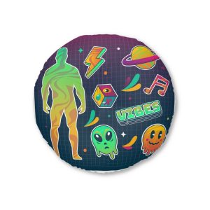 Gradient Rave Sticker Set Tufted Floor Pillow Round