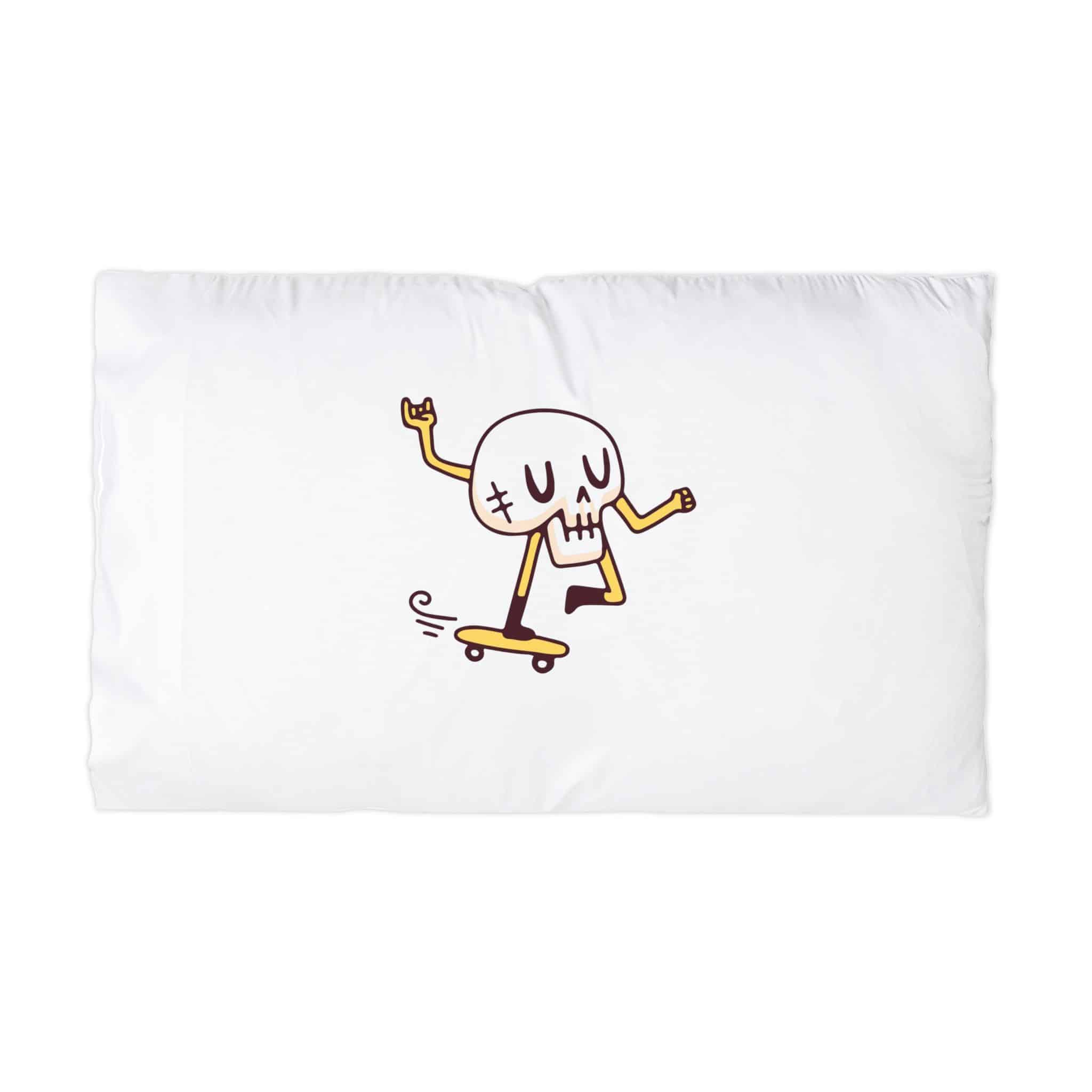Cool Skull Riding Skateboard Illustration T Shirt Poster Sticker Apparel Merchandise Microfiber Pillowcase