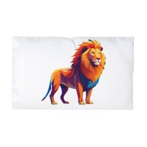 Vibrant Colorful Lion Vector Art Illustration Microfiber Pillowcase