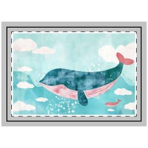 Whale With Clouds Throw Pillow