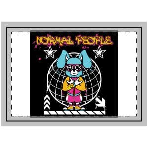 Graffiti Rabbit Street Wear Illustration With Slogan Normal People Throw Pillow