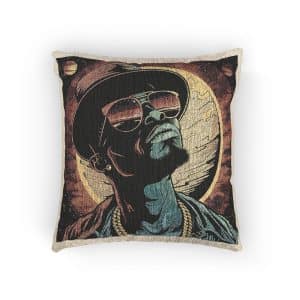 Cartoon Wearing Hoodie Sunglasses Woven Pillow