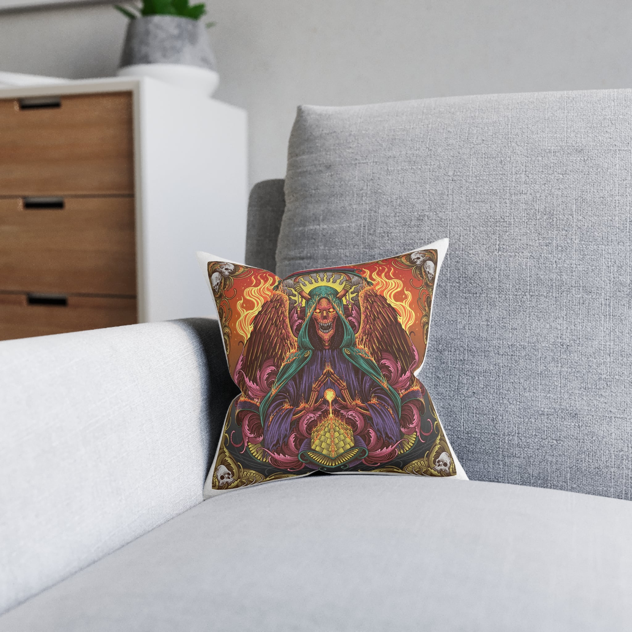 The First Villain Square Pillow Pink Back - Image 4