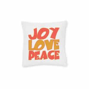 Joy Love Peace Square Pillow Pink Back