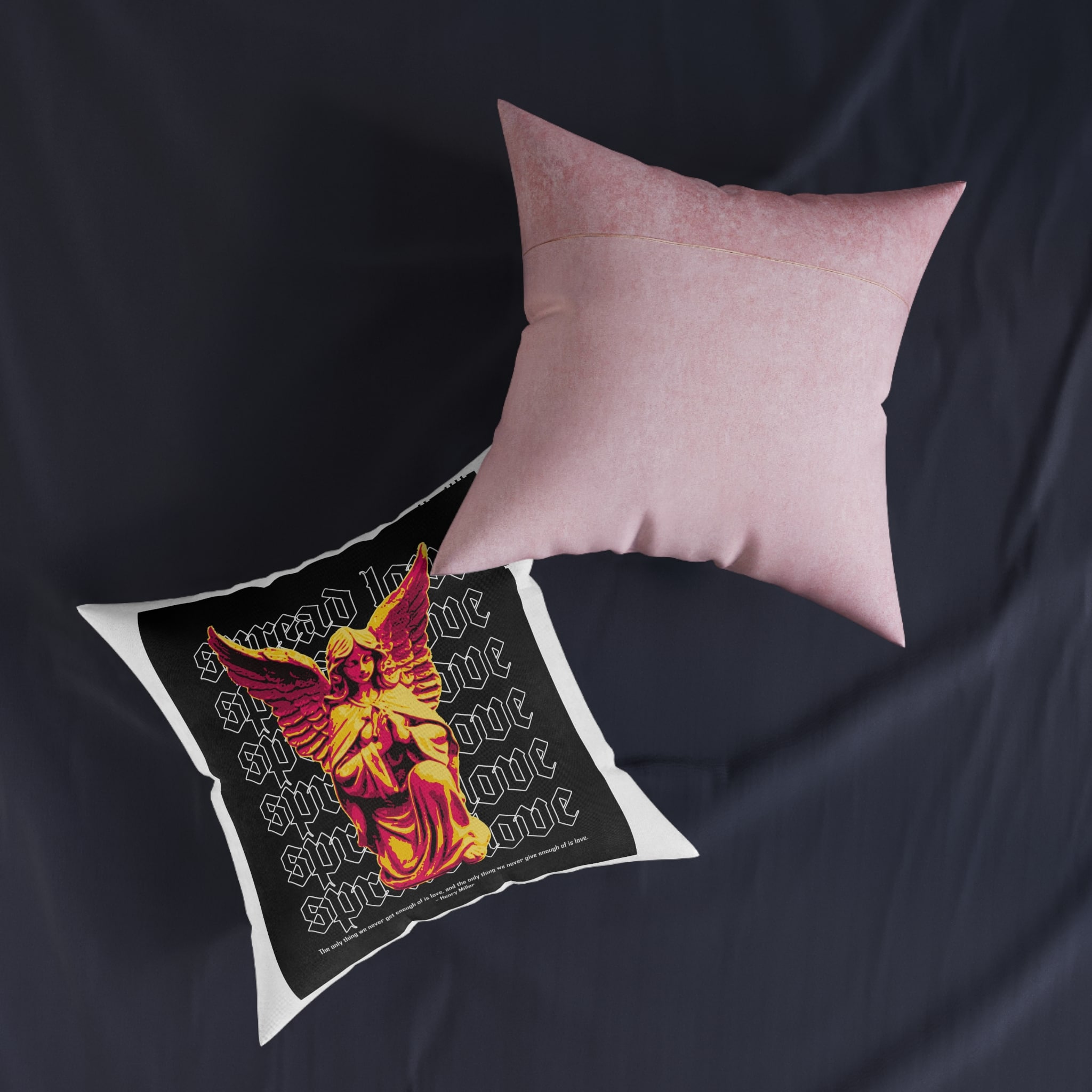 Streetwear Design Fake Romance Statue Style Square Pillow Pink Back - Image 11