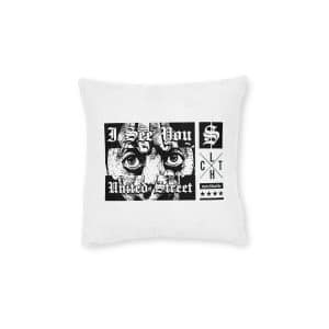 I See You Street Style Vintage Fashion Square Pillow Pink Back