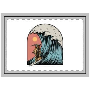 Grim Reaper Surfing Summer Graphic Illustration Throw Pillow