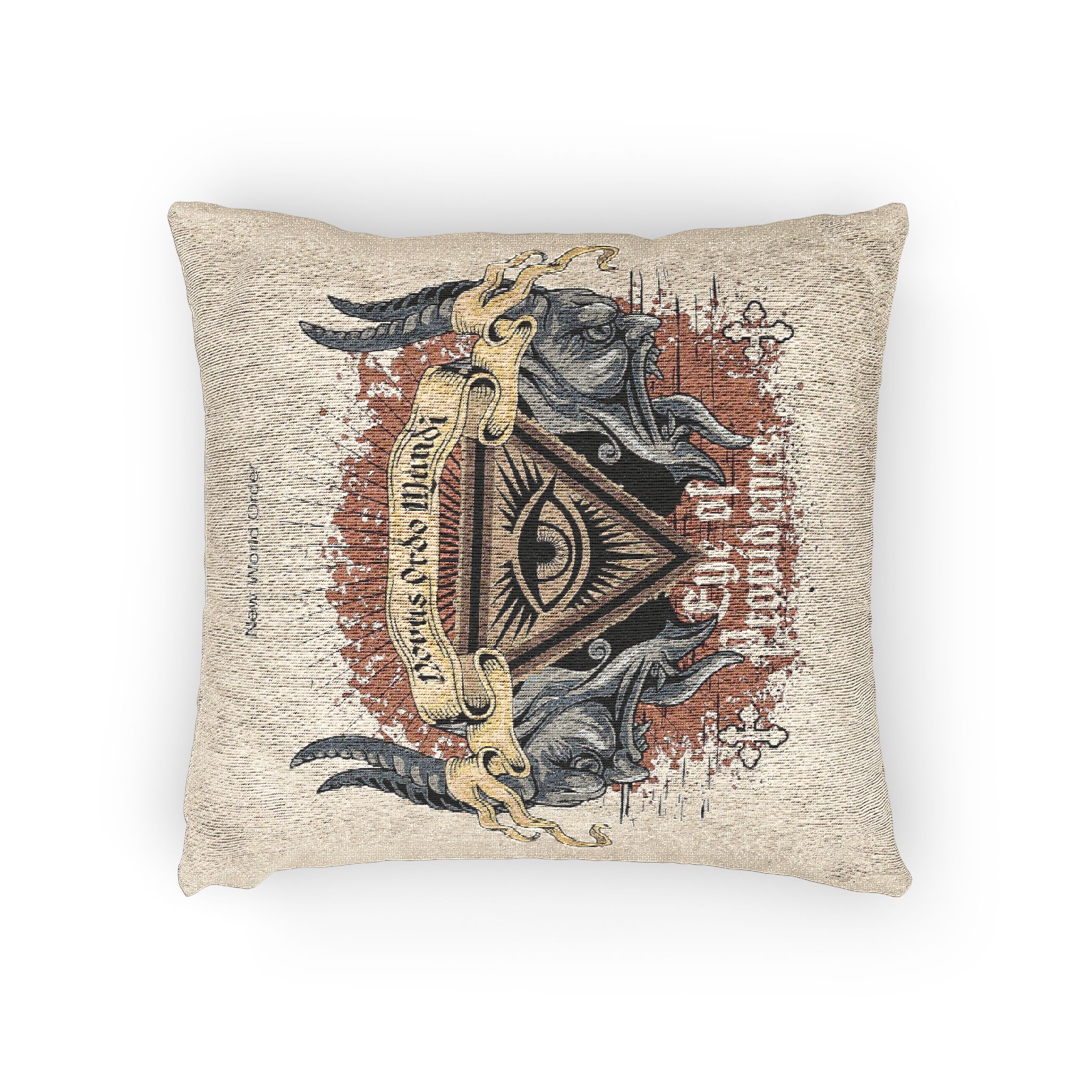 Skull Masonic Sign With Eye Grunge Vintage Design T Shirts (1) Woven Pillow - Image 2