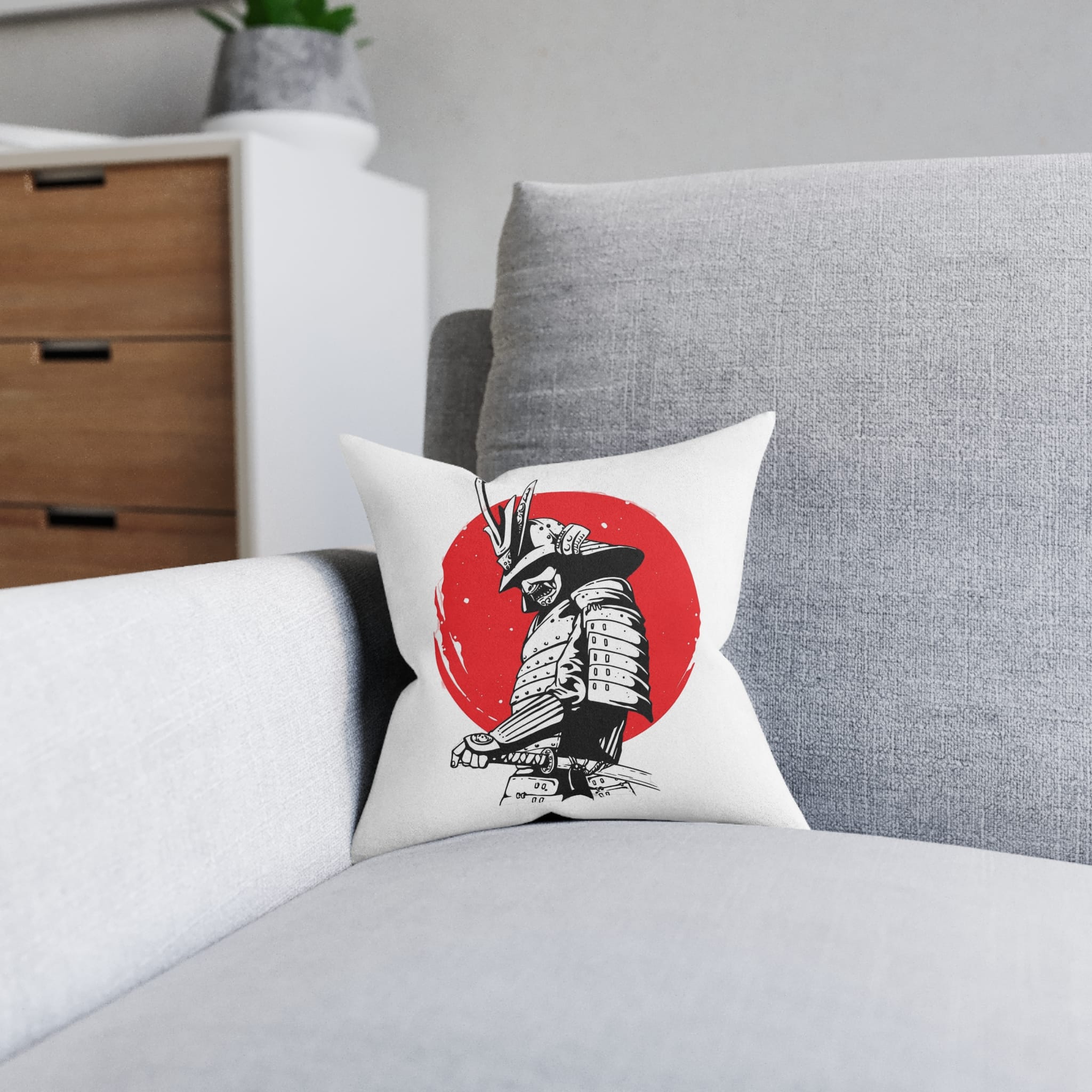 Samurai V1 Square Pillow Pink Back - Image 4
