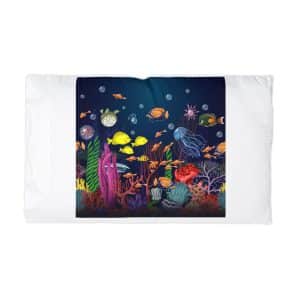 Seamless Border With Sea Herbs Inhabitans Such As Fish Other Microfiber Pillowcase