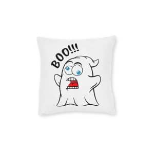 Funny Cartoon Ghost Character Square Pillow Pink Back