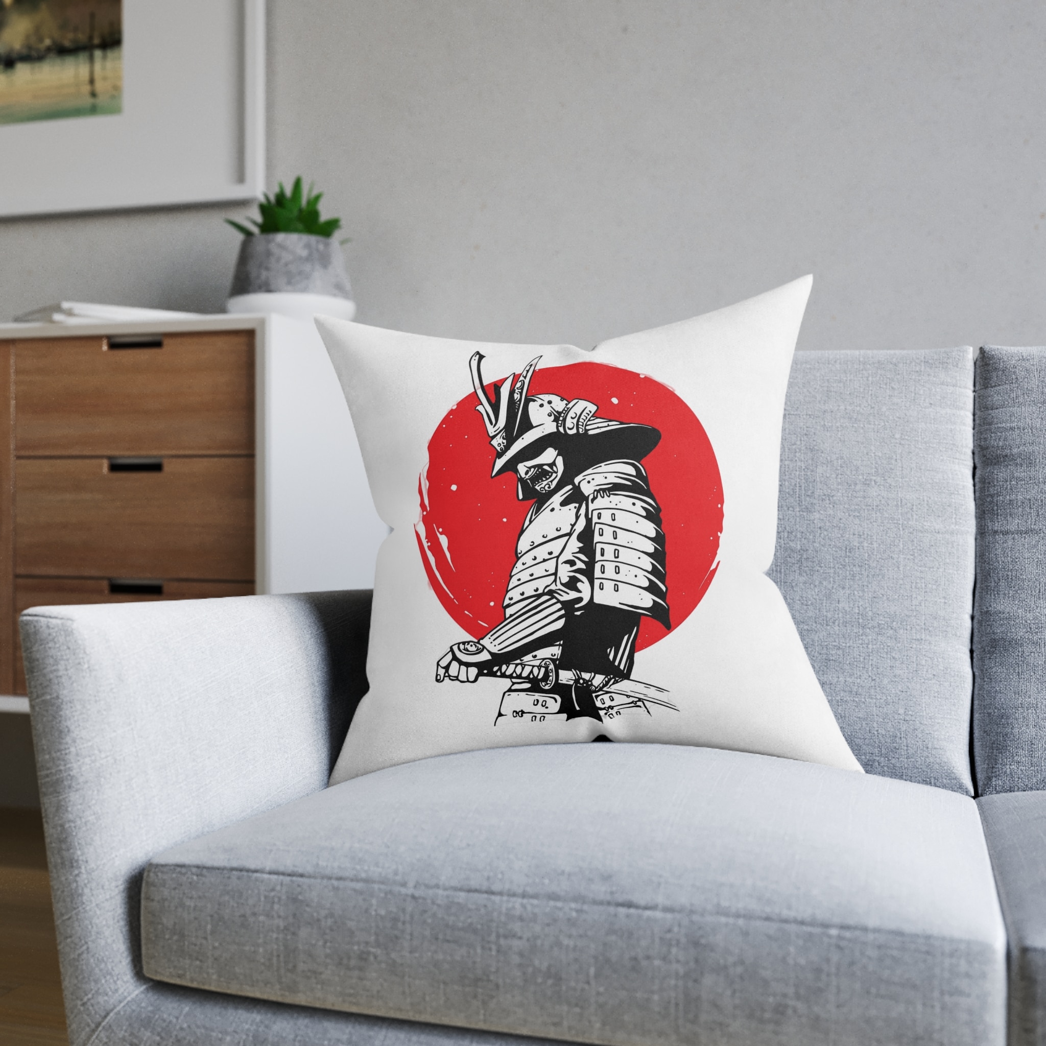 Samurai V1 Square Pillow Pink Back - Image 12