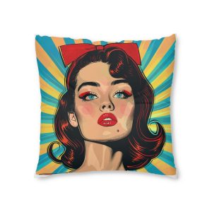 Vintage Pop Art Girl Tufted Floor Pillow Square