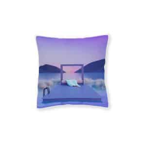 Dreamlike Surrealistic Landscape Purplish Tones Square Pillow Pink Back